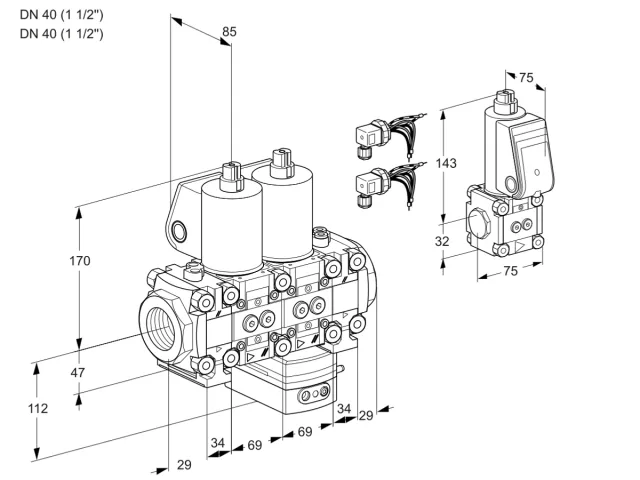 Kromschroder VCG 2E40R/40R05FNGEVQL6/PPBS/PPPP — двойной электромагнитный газовый клапан — 88103788