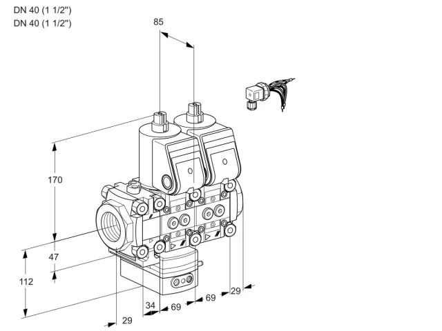 Kromschroder VCD 2E40R/40R05FD-25NWR/PPPP/PPPP — двойной электромагнитный газовый клапан — 88105026