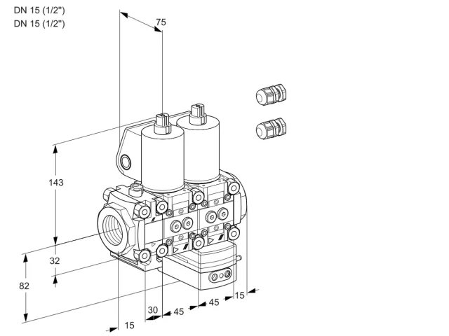 Kromschroder VCD 1E15R/15R05FND-100WL3/PPPP/PPPP — двойной электромагнитный газовый клапан — 88104078