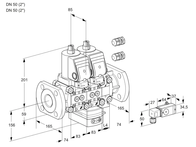 Kromschroder VCH 3E50F/50F05NHEVWSR3/-3PP/PPPP — двойной электромагнитный газовый клапан — 88106343