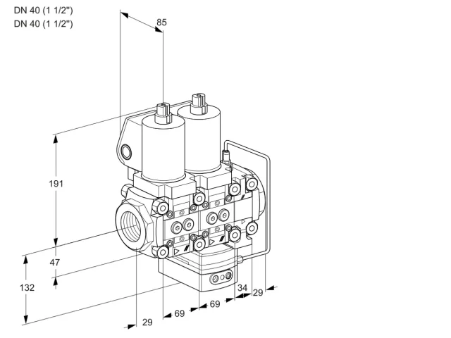 Kromschroder VCH 2T40N/40N05NHAVQGL/MMMM/PPPP — двойной электромагнитный газовый клапан — 88103667