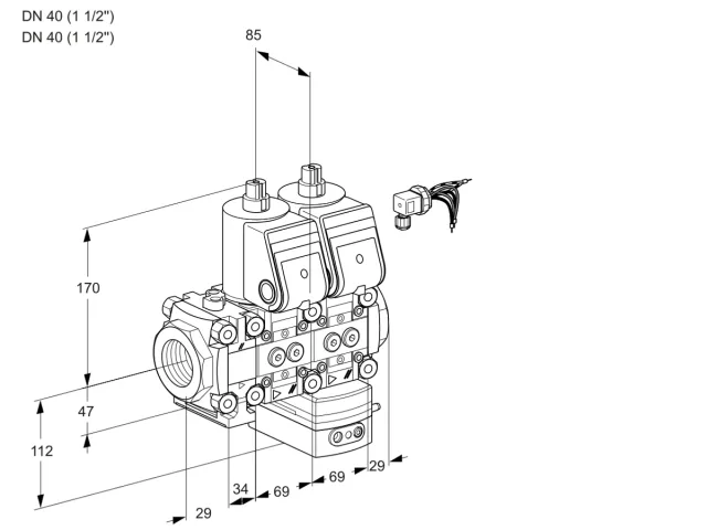 Kromschroder VCD 2E40R/40R05FND-50WR/PPPP/PPPP — двойной электромагнитный газовый клапан — 88107378
