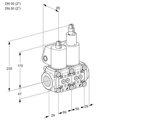 Kromschroder VCS 2T50N/50N05NLQL/MMMM/PPPP — двойной электромагнитный газовый клапан — 88104558