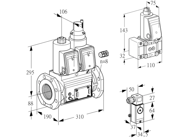 Kromschroder VCS 780F05NLWR3E/PMB-/2-EM — двойной электромагнитный газовый клапан — 88204103