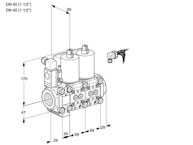 Kromschroder VCS 2E40R/40R05F2NNWL/PPPP/PPPP — двойной электромагнитный газовый клапан — 88102269