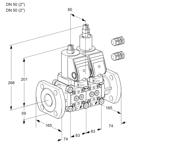 Kromschroder VCS 3E50F/50F05NLWGR3/PPPP/PPPP — двойной электромагнитный газовый клапан — 88100055