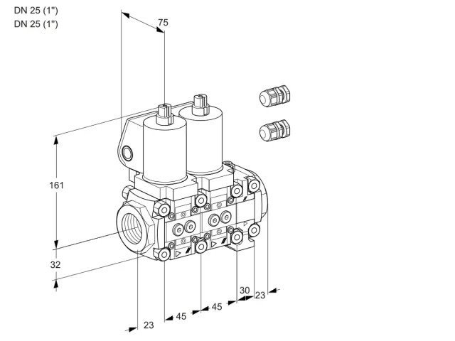 Kromschroder VCS 1E25R/25R05NNVWSL3/PPPP/PPPP — двойной электромагнитный газовый клапан — 88107342