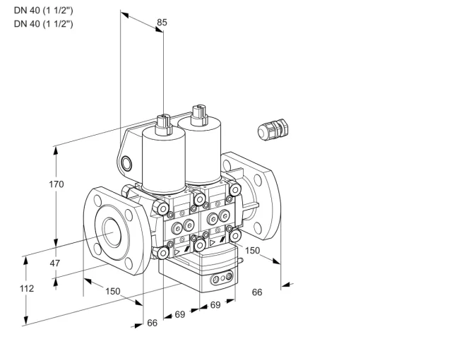 Kromschroder VCG 2E40F/40F05NGEWL/PPPP/PPPP — двойной электромагнитный газовый клапан — 88105012