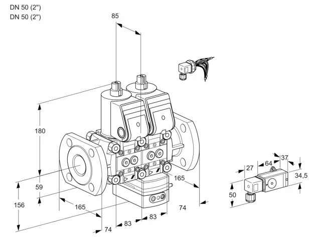 Kromschroder VCV 3E50F/50F05NVKWR/2-PP/PPPP — двойной электромагнитный газовый клапан — 88103339