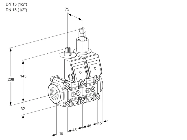 Kromschroder VCS 1T15N/15N05NLQR/PPPP/PPPP — двойной электромагнитный газовый клапан — 88106443