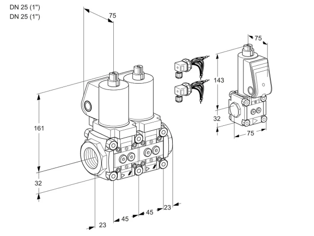 Kromschroder VCS 1E25R/25R05NNWGL8/ZSPP/MMMM — двойной электромагнитный газовый клапан — 88104331