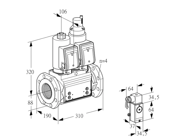 Kromschroder VCS 7T80A05NLQSRB/3-P4/PPPP — двойной электромагнитный газовый клапан — 88203222
