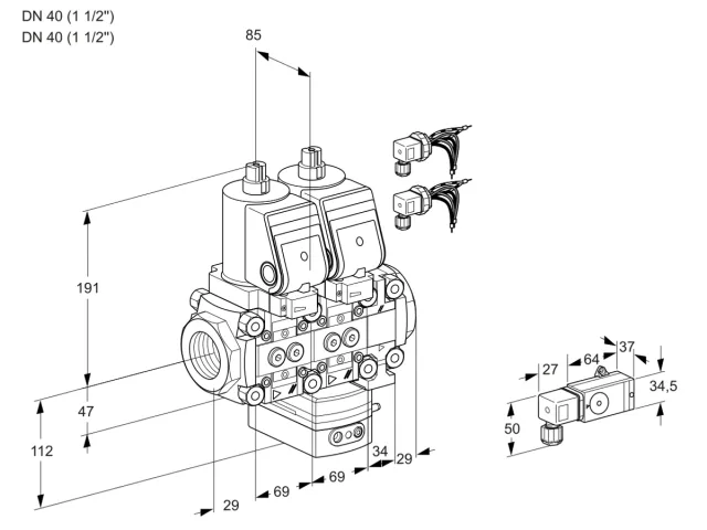 Kromschroder VCG 2E40R/40R05NGNVWSR8/2-PP/PPPP — двойной электромагнитный газовый клапан — 88106511
