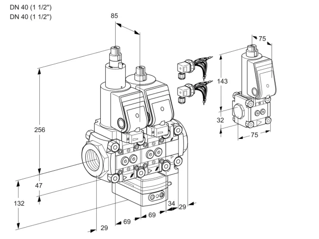 Kromschroder VCH 2E40R/40R05LHEVQSR8/PPPP/PPBS — двойной электромагнитный газовый клапан — 88103301