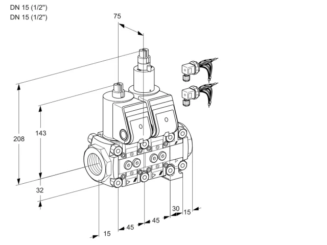Kromschroder VCS 1E15R/15R05NLVQR6/PPPP/PPPP — двойной электромагнитный газовый клапан — 88104960