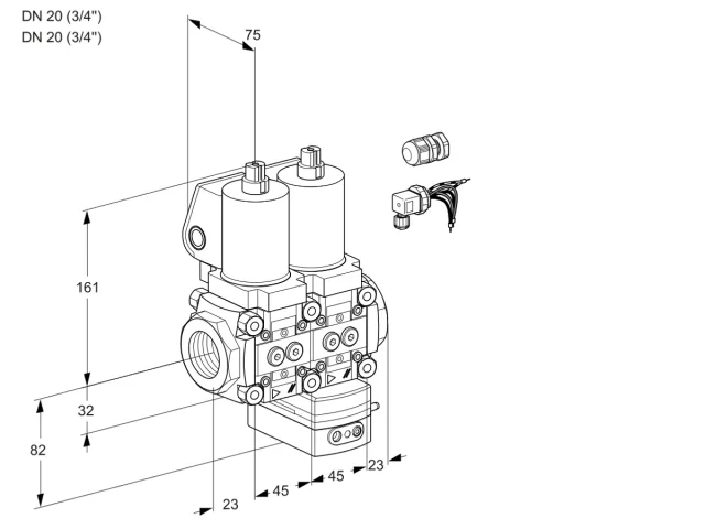 Kromschroder VCD 1E20R/20R05ND-100WSL3/PPPP/PPPP — двойной электромагнитный газовый клапан — 88104037