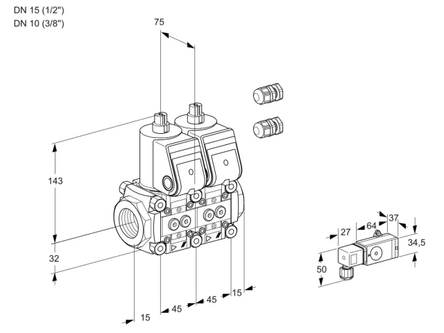 Kromschroder VCS 1E15R/10R05NNWR3/PPPP/2-PP — двойной электромагнитный газовый клапан — 88105520