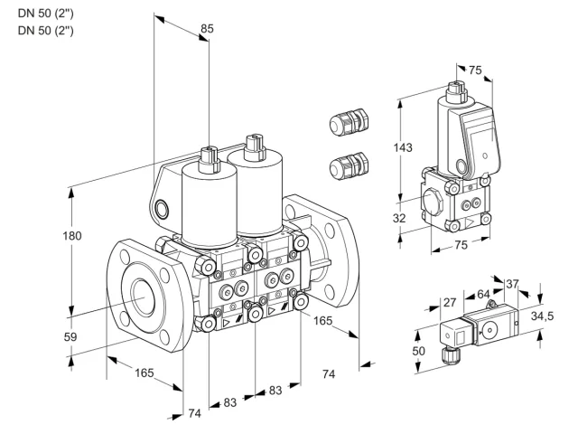 Kromschroder VCS 3E50F/50F05NNWL3/ZSPP/PP3- — двойной электромагнитный газовый клапан — 88107462