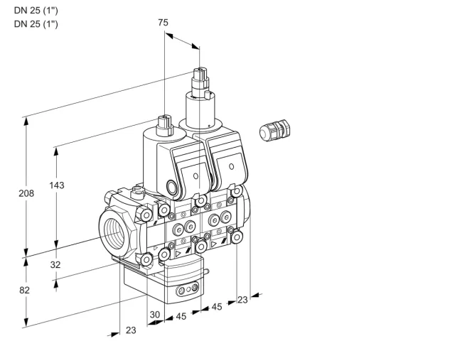 Kromschroder VCD 1E25R/25R05FD-100LWR/PPPP/PPPP — двойной электромагнитный газовый клапан — 88102701