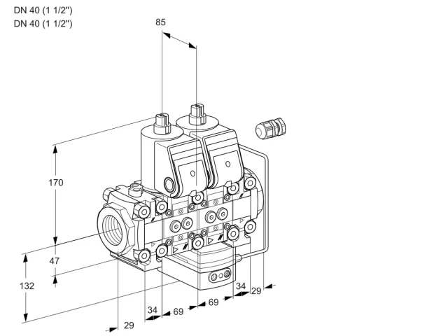 Kromschroder VCH 2E40R/40R05FNHEVQR/PPPP/PPPP — двойной электромагнитный газовый клапан — 88104790