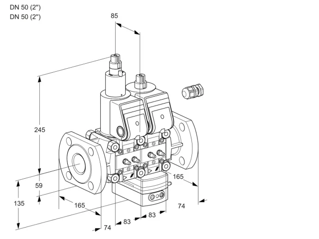 Kromschroder VCD 3E50F/50F05LD-25WR/MMMM/PPPP — двойной электромагнитный газовый клапан — 88104363