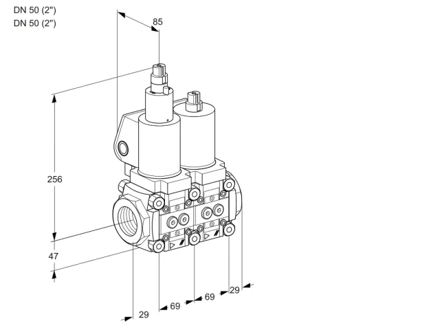 Kromschroder VCS 2T50N/50N05LNWSL/MMMM/PPPP — двойной электромагнитный газовый клапан — 88101060