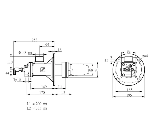 Kromschroder BICA 65HM-200/335-(72A)DR — промышленная газовая горелка — 84022439