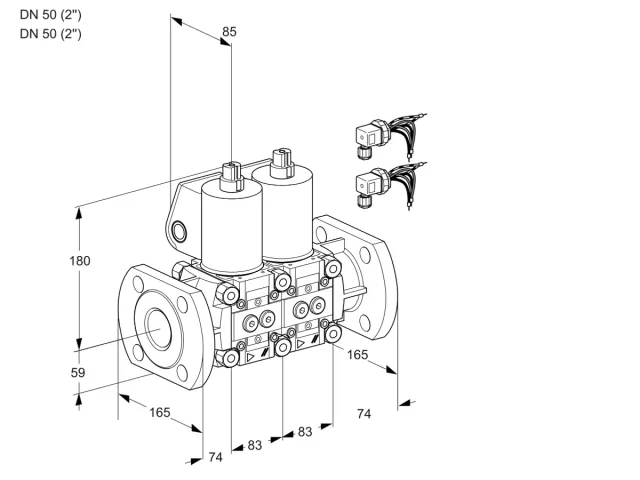 Kromschroder VCS 3E50F/50F05NNWL6/PPPP/PPPP — двойной электромагнитный газовый клапан — 88105711