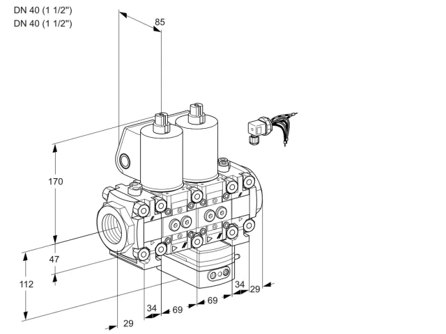 Kromschroder VCD 2E40R/40R05FND-50VWL/PPPP/MMMM — двойной электромагнитный газовый клапан — 88105872