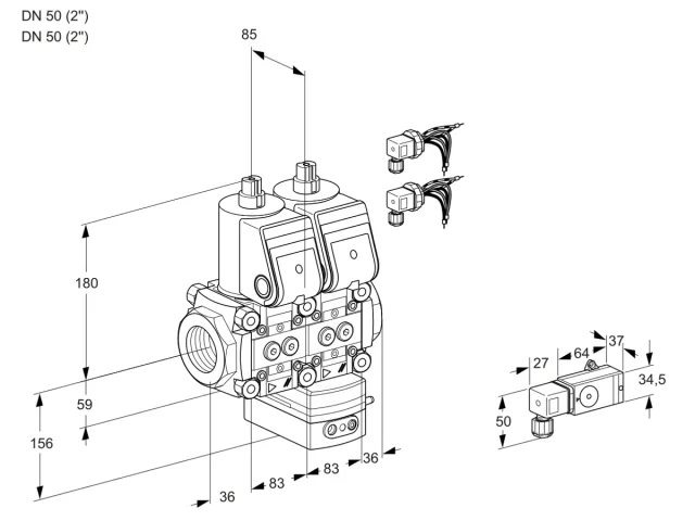 Kromschroder VCV 3E50R/50R05NVKWR6/2-PP/MMPP — двойной электромагнитный газовый клапан — 88101178