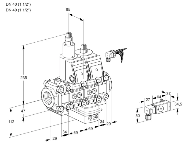 Kromschroder VCG 2E40R/40R05FLGEVWR/3--3/PPPP — двойной электромагнитный газовый клапан — 88103360