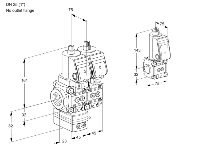 Kromschroder VCD 1T25N/--05D-25NQSR/PPPP/PPZS — двойной электромагнитный газовый клапан — 88104835