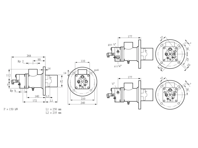 Kromschroder BIO 80KBL-250/235-(40E)E — промышленная газовая горелка — 84199111