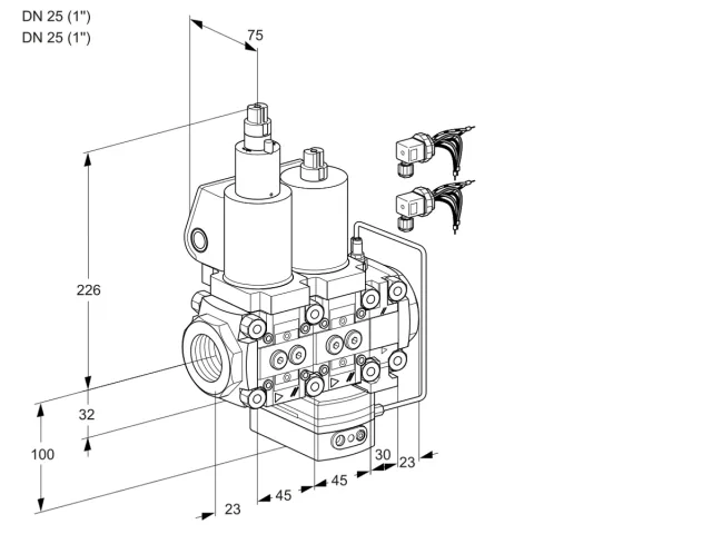 Kromschroder VCH 1E25R/25R05LHEVWSL8/PPPP/PPPP — двойной электромагнитный газовый клапан — 88102870