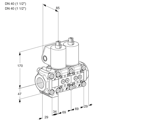 Kromschroder VCS 2T40N/40N05FNNQL/PPPP/MMMM — двойной электромагнитный газовый клапан — 88104515