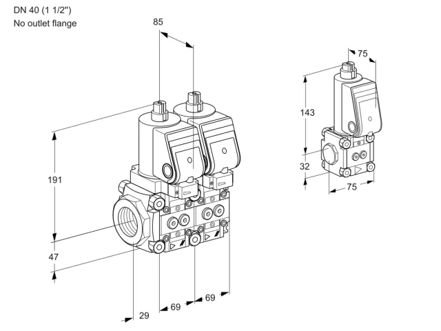 Kromschroder VCS 2T40N/--05NNQSR/PPPP/PPBS — двойной электромагнитный газовый клапан — 88102883