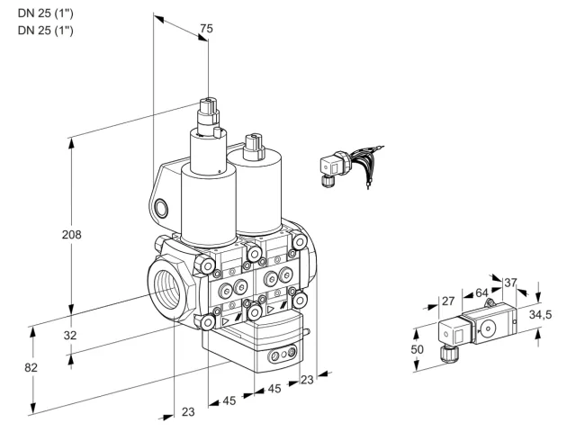 Kromschroder VCG 1E25R/25R05LGNWL/PPPP/2-PP — двойной электромагнитный газовый клапан — 88100835