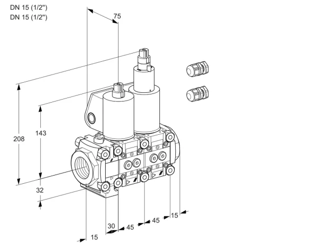 Kromschroder VCS 1E15R/15R05FNLPL3/PPPP/MMPP — двойной электромагнитный газовый клапан — 88106823