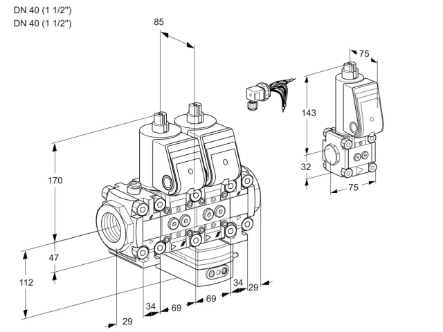 Kromschroder VCG 2E40R/40R05FNGEVWR/PPPP/PPZS — двойной электромагнитный газовый клапан — 88103037