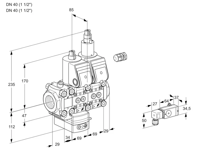 Kromschroder VCD 2E40R/40R05FD-50LWR/2-PP/PPPP — двойной электромагнитный газовый клапан — 88105905
