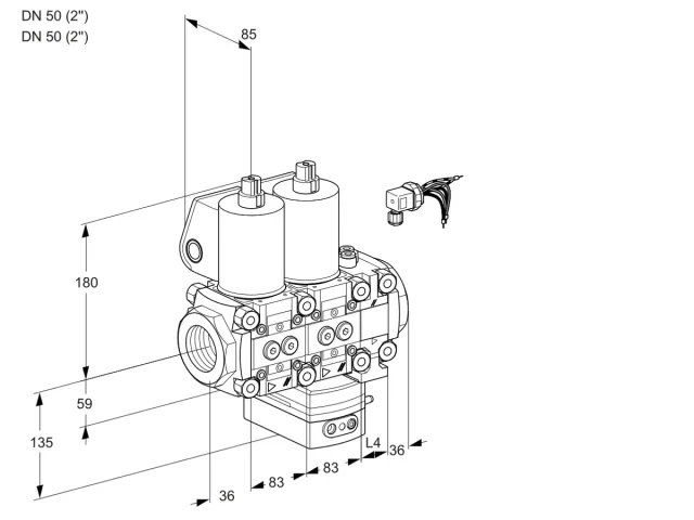 Kromschroder VCG 3E50R/50R05NGNVWL/PPPP/PPPP — двойной электромагнитный газовый клапан — 88107193