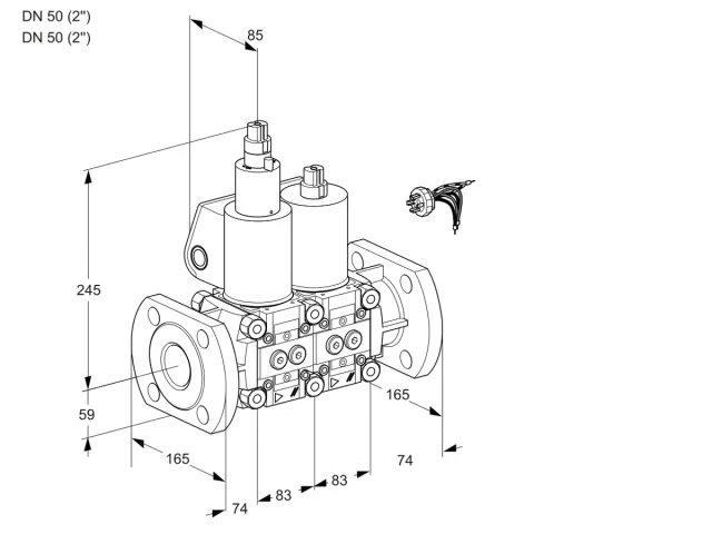 Kromschroder VCS 3E50F/50F05LNWL/PPPP/PPPP — двойной электромагнитный газовый клапан — 88107163
