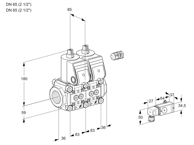 Kromschroder VCS 3E65R/65R05NNWR/PPPP/PP-3 — двойной электромагнитный газовый клапан — 88103590