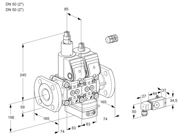 Kromschroder VCH 3E50F/50F05LHEWR/-3PP/PP-4 — двойной электромагнитный газовый клапан — 88102758