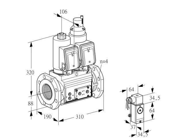 Kromschroder VCS 7T80A05NLQSRE/3-P4/PPVP — двойной электромагнитный газовый клапан — 88203255