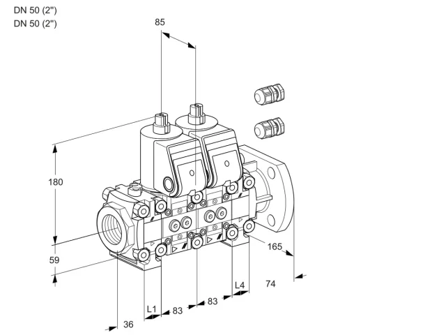 Kromschroder VCS 3E50R/50F05FNNVWR3/PPPP/PPPP — двойной электромагнитный газовый клапан — 88106192