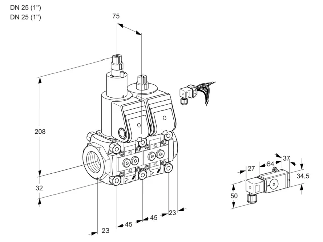 Kromschroder VCS 1E25R/25R05LNWR/2-PP/-2PP — двойной электромагнитный газовый клапан — 88106983