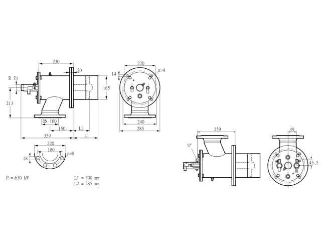 Kromschroder ZIO 165KB-300/285-(25E)D — промышленная газовая горелка — 84099755
