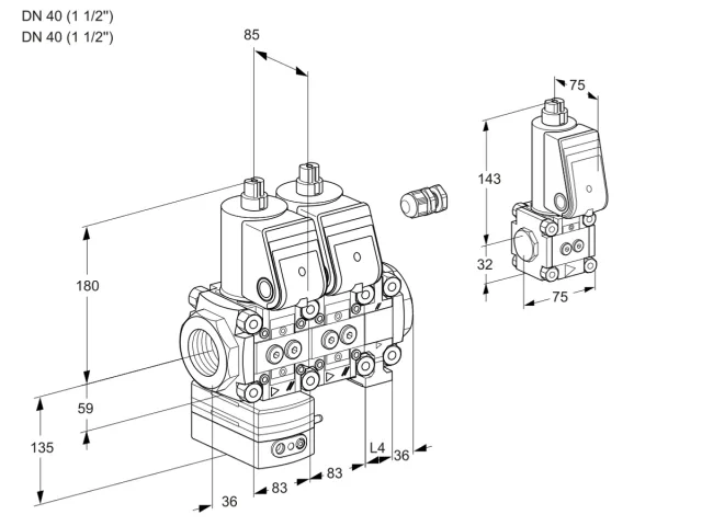 Kromschroder VCG 3E40R/40R05GENVWR/PPPP/PPZS — двойной электромагнитный газовый клапан — 88107671