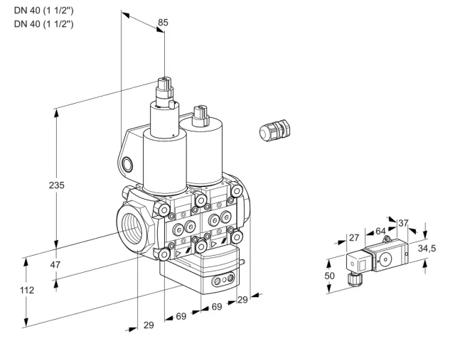 Kromschroder VCG 2E40R/40R05LGEWL/MMMM/1--3 — двойной электромагнитный газовый клапан — 88103951